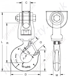 Crosby S3319 Utility Swivel Hook Dimensions