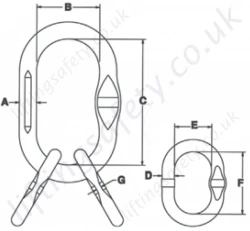 Crosby A1345n Grade 100 Master Link Dimenions