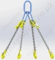 Grade 8/80 4 Leg Chain Sling with Shortening Clutches & Sling Hooks