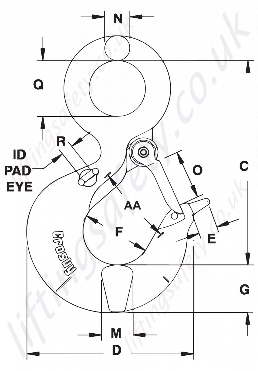 Crosby L320r Rov Eye Hook Dimensions