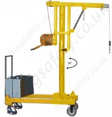 MANUAL OR POWERED - Rigid Arm Knock-down Counterbalance Floor Crane, Hand or Power Lift & Manual Travel. Many options Inc 20deg Rotation.