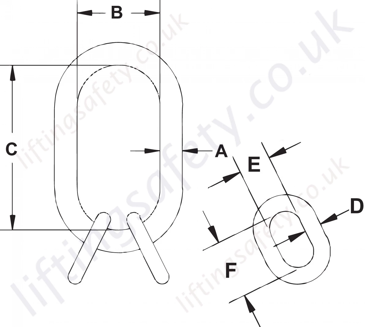 Crosby Grade 100 Welded Master Link Quad Dimensions