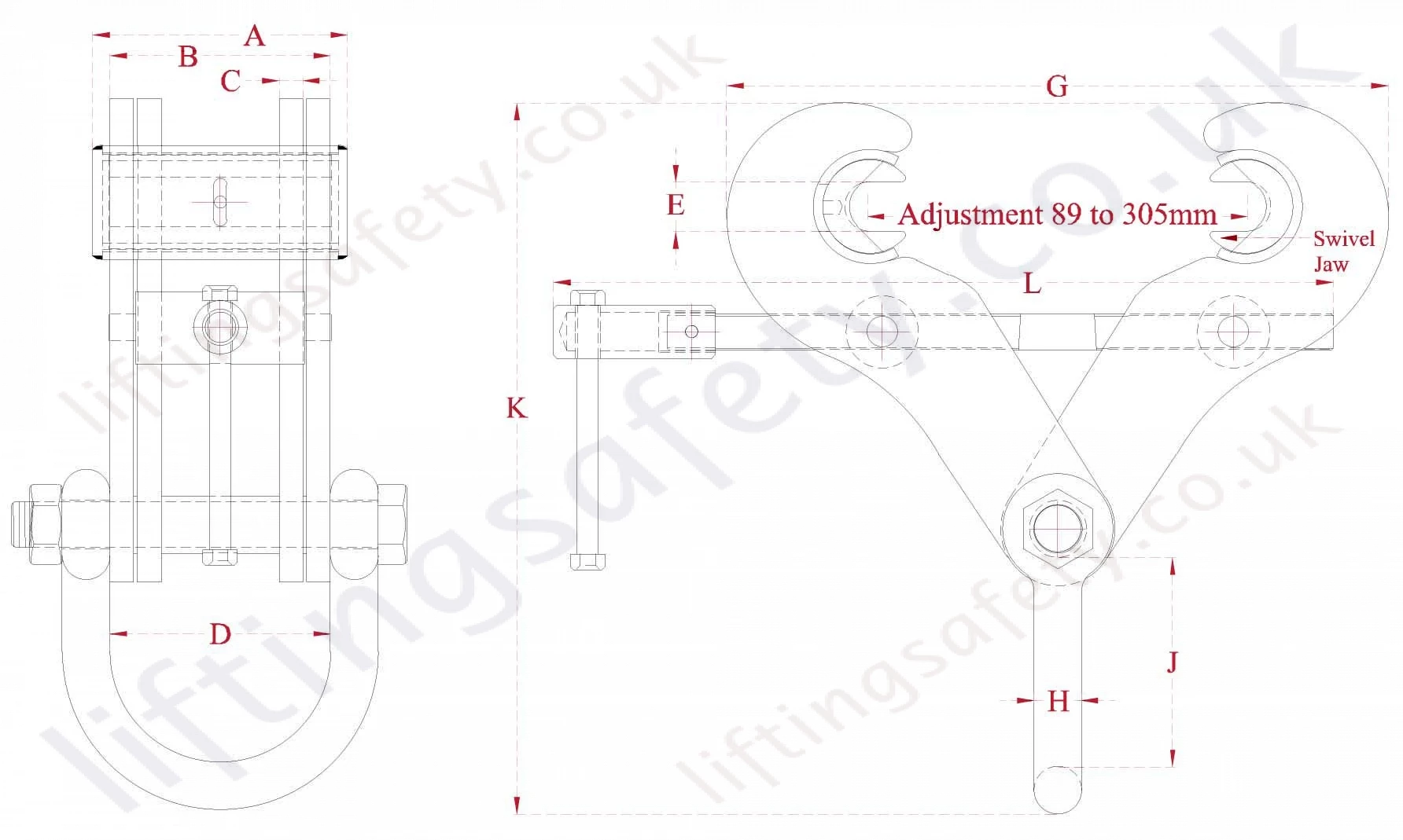 Superclamp Swivel Jaw Beam Clamp Dimensions