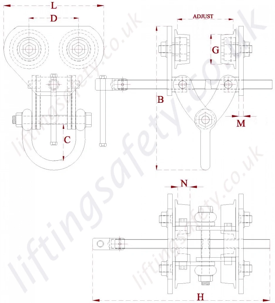 Superclamp Adjustable Runway Beam Trolley Dimensions