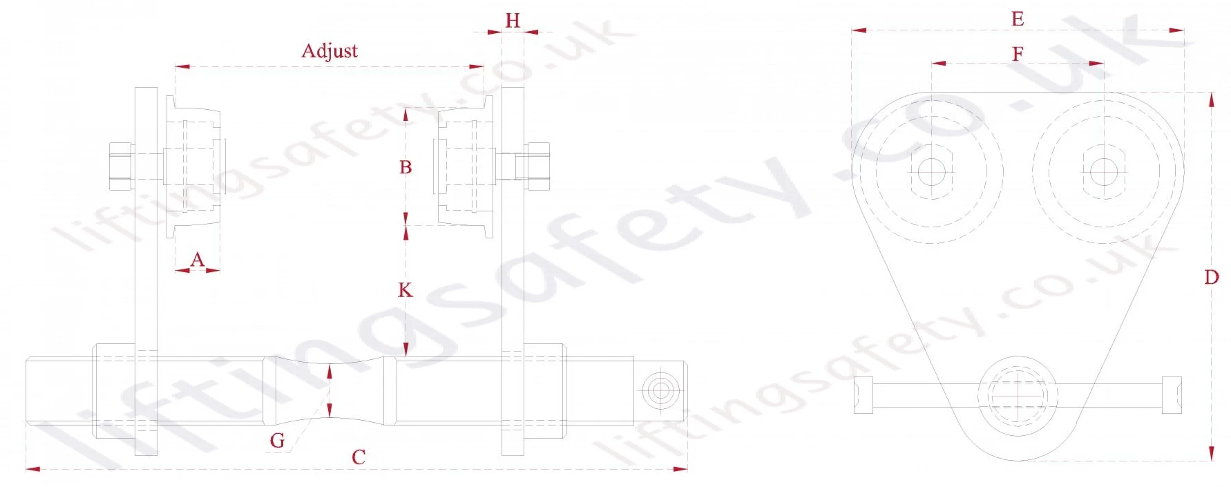 Superclamp Adjustable Push Travel Trolley Clamp Dimensions