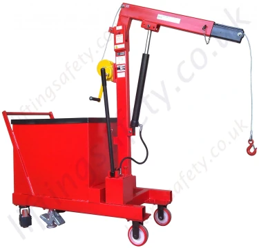 Pivoting Arm Counterbalance Workshop Floor Crane With Hydraulic Ram and Hand Winch Lifting, Manual Lift And Travel, Many Options