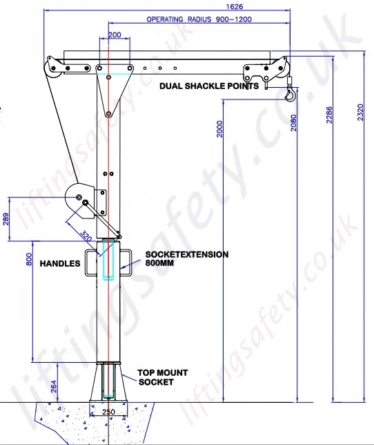 T-Davit Dimensional Drawing