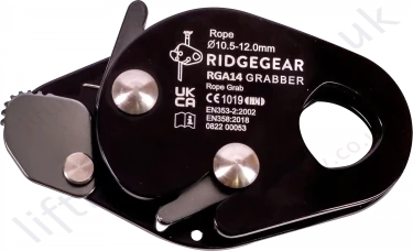 Ridgegear "RGA14 Grabber" Aluminium Rope Grab Guided Fall Arrester for use with 10.5-12mm Kernmantle Rope