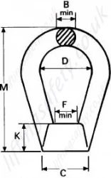 Stainless Steel Bow Nut Dimensional Drawing