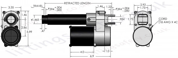 LS 35 AC Linear Actuator Dimensions