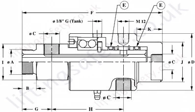 1600 Series Two Port Rotary Union Diagram