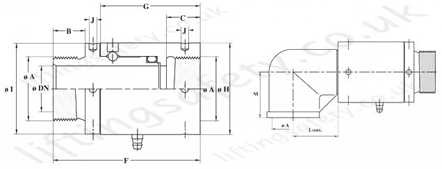 1100 Series Slow Rotation Swivel Rotary Union Diagram