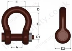 Bow Shackle Type A Dimensions