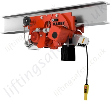 Hadef 29/06 EHS-Syncro Ultra Low Headroom Electric Chain Hoist with Geared Beam Trolley