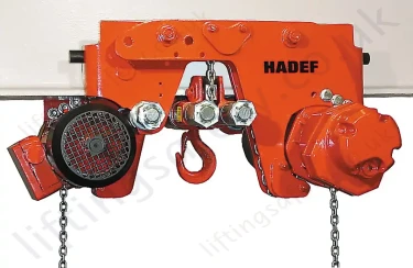 Hadef 29/06 EES-Syncro Ultra Low Headroom Electric Chain Hoist with Electric Beam Trolley