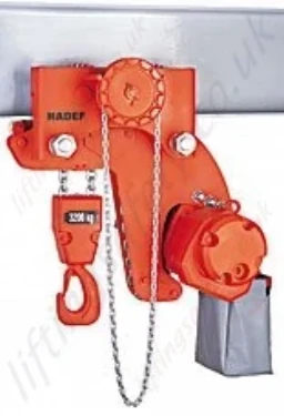 Hadef "APH" Low Headroom Pneumatic Hoist with Geared Travel Trolley