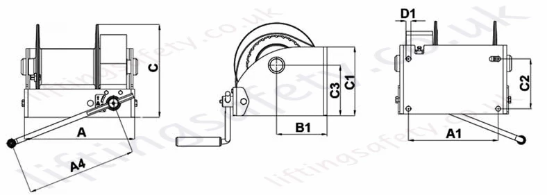 Hadef 238 10 Worm Gear Wirerope Winch Dimensions