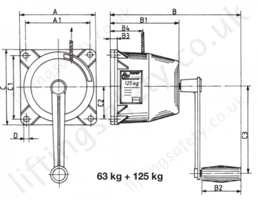 Hadef 199 75 Aluminium Wirerope Winch 125kg Dimensions