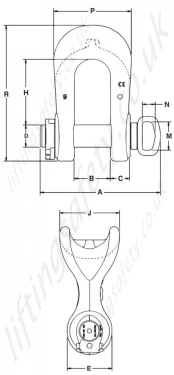 Crosby G2170 Grommet Shackle Dimensions