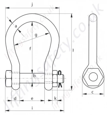 Green Pin Wide Mouth Shackle Dimensions