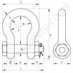 Green Pin Super Shackle Dimensions