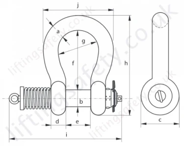 Green Pin Spring Release Rov Shackle Dimensions