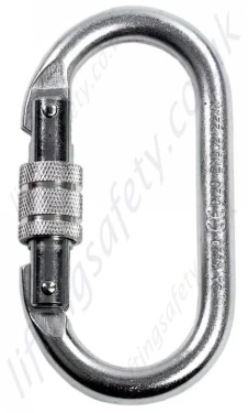 LiftingSafety Double Action Steel Oval Karabiner. Opening 17mm