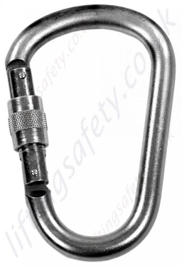 LiftingSafety Double Action Steel Pear Shaped Karabiner. Opening 28mm