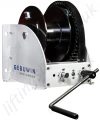 Worm Gear Hand Winch for Lifting/Hoisting and Pulling, with Single or Double Drum, available with Optional Adjustable Friction Brake for Controlled Cable Unwinding and Optional Finish