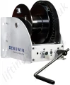 Manual worm gear hand winch, with single or double drum. Optional finish and ATEX rating.