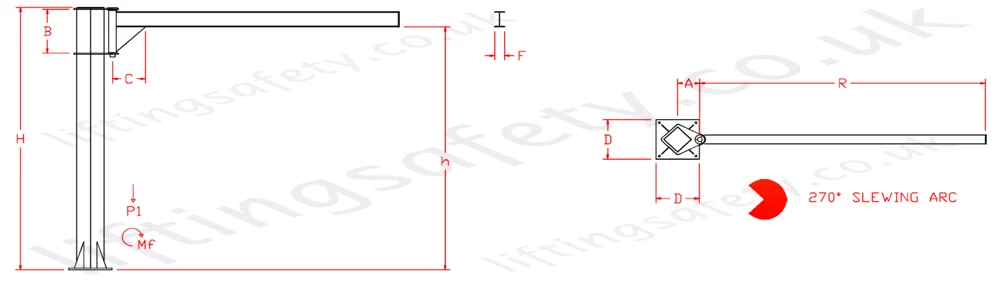 Column Under Braced Swing Jib Crane