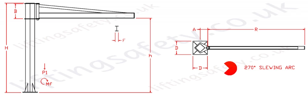 Column Over Braced Swing Jib Crane