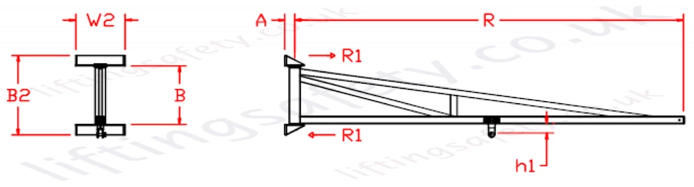 Wall Mount 'c' Profile  Over Braced Swing Jib Crane