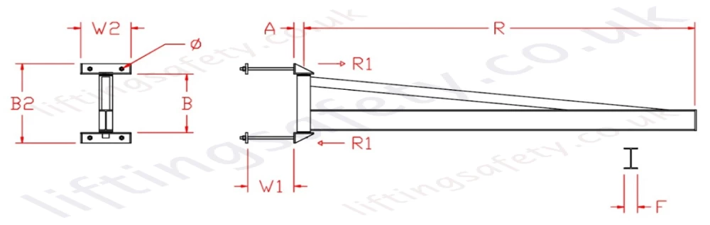 Clamp Mount 'i' Beam Profile  Over Braced Swing Jib Crane