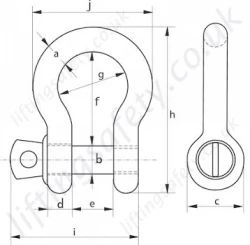 G5261 Green Screw Pin Super Bow Shackle Dimensions