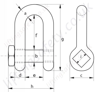 G 4154 Green Pin Square Head Dee Shackle Dimensions