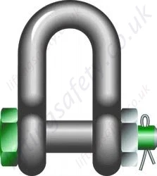 Green Pin Fixed Nut Safety Dee Shackle