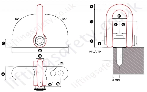 Codipro CSS Central Safety Shackle Dimensions