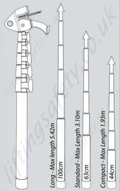 LiftingSafety Telescopic Extension Pole for Remote / Distance Connection, Options with up to 5.4m Reach!