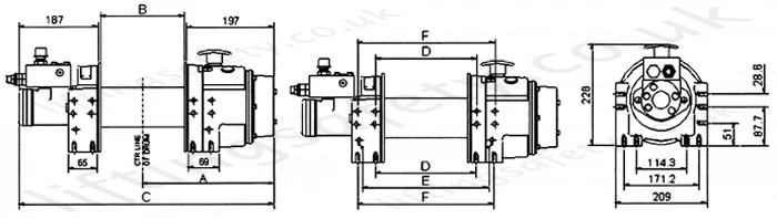 WMH8P / WMH10P hydraulic recovery winch dimensions