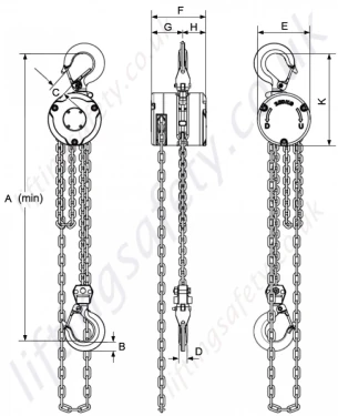 Yale Mini360 Chain Hoist Dimensions
