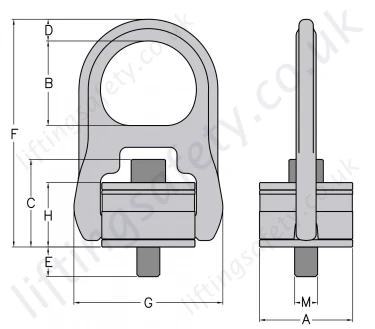 Yoke Type 203 Swivel Hoist Ring Dimensions