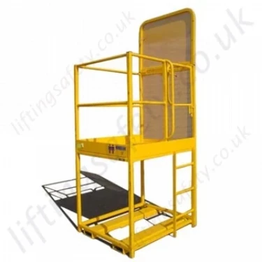 Fork Truck Mounted "Raised Platform" Access Basket. 500 to 1000mm Lift. 3 Gate Options - 1 or 2 Person Options