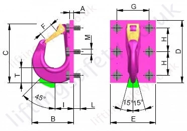 Vcgh G Bolt On Hook 20t   22t Dimensions