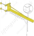 270&deg; Manual Slew 'I Beam' Wall Mounted Swing Jib Crane with Overbraced Arm.