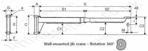 Mbb Wall Mounted Swing Jib Dimensions